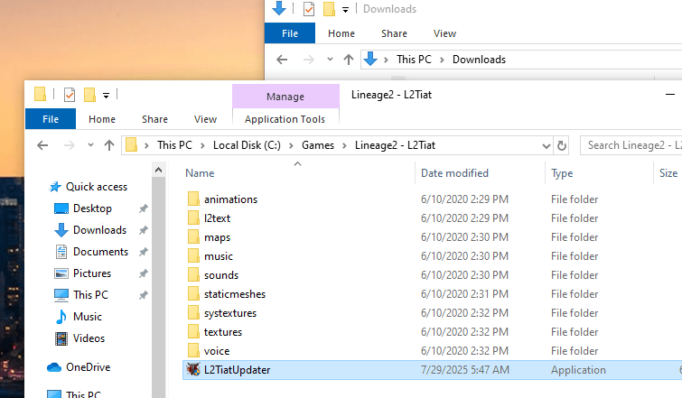 Downloading the L2 Tiat launcher installer.